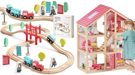 Tiny Land Wooden Train Set，Wooden Dollhouse