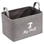 Dog toy box puppy baskets storage small collapsible pet toys bin with handles, Perfect for collect pet chew rope, blankets, leashes and diaper - Dog - Grey - L