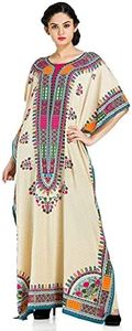 Goood Times Plus Size Boho-Chic Beige Color Caftan-Style Seaside Adventure Cover-up Dress