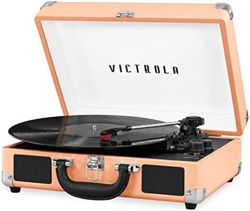 Victrola Vintage 3-Speed Bluetooth Portable Suitcase Record Player with Built-in Speakers | Upgraded Turntable Audio Sound| Includes Extra Stylus | Peach (VSC-550BT- TPG)