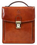 Time Resistance Small Leather Briefcase - Messenger Bag - Crossbody Bag - Italian Leather Bag for Men - Gift Box Included