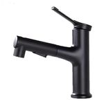 SYGA 3 Ways Basin Sink Faucet Wash Sprayer 360 Degree Rotate Deck Mount Faucet Hot and Cold Water Tap Bathroom Accessories (Alloy Black)