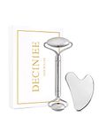 Deciniee Gua Sha Massage Tool,Stainless Steel Face Roller Solid Facial Roller Gua Sha Facial Scraper for Slimmer Face and Contouring Beauty Tool for Women