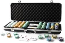 Monte Carlo 500 Chip Poker Set - Black Case - 14g Poker Chips - 2 x JACKS PRO 100% Plastic Cards - Dealer Button