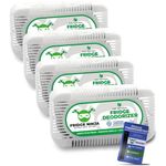 Fridge Ninja Fridge Deodoriser and Freshener - Unscented Natural Activated Charcoal, Lasts Up to 12 Months, Odour Eliminator, Smell Remover & Scent Absorber, Fridge Accessories for Freshness - 4 Pack