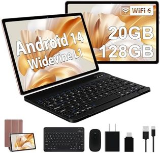 UJJ Android 14 Tablet, 128GB+20GB/1TB Expandable, 10.1 Inch Tablets with WiFi 6, Octa-Core, Bluetooth 5.0, Dual 5MP+8MP Camera, 2024 Newest Tablet with Keyboard Mouse - Rose Gold