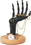 Suck UK | Skeleton Ring Holder | Gothic Jewellery Organiser & Gothic Jewellery Box | Halloween Jewellery Stand Or Trinket Dish | Gothic Home Decor & Goth Decor | Gothic Gifts For Women | Black