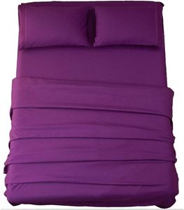 SONORO KATE Bed Sheet Set Super Soft Microfiber 1800 Thread Count Luxury Egyptian Sheets 16-Inch Deep Pocket Wrinkle -4 Piece(King Purple)