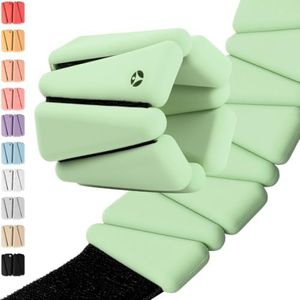 OmWeights - Wrist and Ankle Weights for Women and Men | Elevate Your Workouts With Weighed Bangles | Cardio, Yoga, and Pilates Ankle Weights For Women and Men | Adjustable Leg and Arm Weights 1lb Each (Meadow Mint)