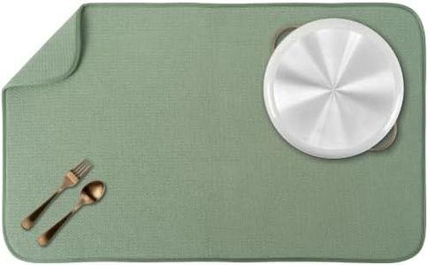 S&T INC. Dish Drying Mat Jumbo, 18” x 30”, Absorbent Microfiber Kitchen Counter Mat, Dish Drying Pad for Dishes, Utensils, Pots and Pans, Jumbo, Sage Green