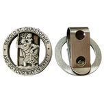 DFAMTRA St Christopher Clip-On Medallion for Cars Straps Belts St Christopher Visor Clip Drive Safely Safe Journey Charm for New Drivers Driving Test Pass Patron Saint of Travellers Travelling Gift