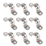 Keadic 30Pcs M25 Two Hole Strap U Bracket Tube Strap Tension Clips Stainless Steel Heavy Duty Rigid Pipe Strap Clamp, for Pipes