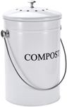 Whole Housewares Stainless Steel Kitchen Counter Compost Bin with Lid - Charcoal Filter Kitchen Countertop Composting Bin - Recycle Bins for Kitchen Scraps and Food Waste - Capacity of 1.95 Gallons