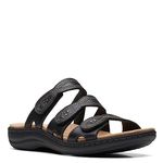 Clarks Women's Laurieann Ayla Flat Sandal, Black Leather, 9 Wide US