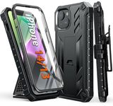 FNTCASE for iPhone 14/13 Case : with Belt-Clip Holster & Kickstand - Heavy Duty Military Grade Protection Cover Shockproof TPU Phone Shell Sturdy Rugged Full Protective Phonecase - 6.1 inch Black