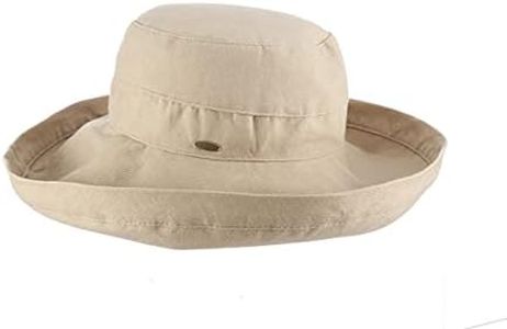 Scala Women's Cotton Hat with Inner Drawstring and Upf 50+ Rating,Taupe,One Size