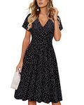 VOTEPRETTY Summer Dresses for Women UK V Neck Wrap Women Dress Midi Casual Floral Sundress with Pockets(Floral07,XL)