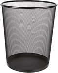 ASelected Large Metal Mesh Bedroom Trash Can, 20 Litre Mesh Wastepaper Basket, Trash Can, Bedroom Bathroom Office Home Kitchen Supplies, 33.5X29.5Cm Black Round Large