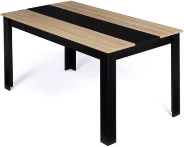 IDMarket - Table à Manger Rectangle Georgia 8 Personnes Noire et Imitation hêtre 160 x 90 cm