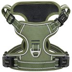 HEELE Dog Harness, No Pull Dog Harness Extra Large, Release on Neck, Front Back Clips Dog Vest Harness Reflective Adjustable Padded, Easy Control Handle for Outdoor Walking Training, Green, XL