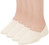 Ms.Myland 4 Pairs No Show Socks Women for Flats Cotton Ultra Low Cut Non-Slip Socks Invisible Hidden Socks Size 5-10, Nude, 5-10