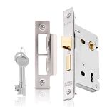 XFORT® 3 Lever Polished Chrome Mortice Sashlock 75mm, Door Lock with Key for Internal and External Doors, Door Latch Mechanism and Key Locking Door Security, CE Approved and Fire Rated Protection.