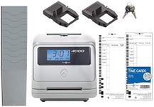 Pyramid Time Systems 4000PROK Auto Totaling Time Clock Bundle,125 Time Cards, 1 Extra Ribbon, 1 Time Card Rack, 2 Keys, Handles up to 50 Employees, Made in The USA