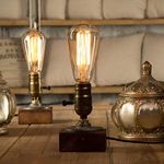 YUENSLIGHTING Loft Wooden Table Lamp Vintage Desk Lamp E26/E27 Edison Bulb Retro Industrial Dimmable Night Light for Bedroom Living Room Home Art Display Cafe Studio Antique Décor