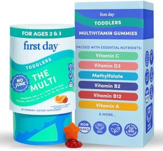 FIRST DAY Kids Multivitamin Gummies Age 4+, Strawberry & Orange - Kids Vitamins Multivitamin Gummy A C D3 K2 B1 B2 B6 B12 Folate, Immunity & Brain Function, Vegan - 60 Day Supply, Packaging May Vary