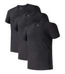 DAVID ARCHY Men's Undershirt Micro Modal Moisture-Wicking T-Shirts Stretch V-Neck Tees for Men, 3 Pack (S, Black)