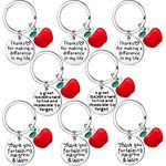 8PCs Teacher Keychain Thank You Gifts for Teacher Appreciation Gifts Graduation Gifts Teachers Day Teacher Birthday Gifts (different pattern)