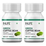 INLIFE Green Coffee Beans Extract Capsules | With 50% Chlorogenic Acid | Ayurvedic Herbal Supplement - 800mg - 60 Vegetarian Capsules (Pack of 2, 120)