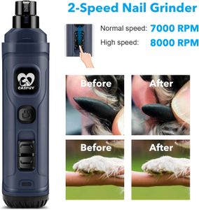 Casfuy Dog Nail Grinder with 2 LED Lights – 2-Speed Electric Pet Trimmer for Small, Medium, Large Dogs & Cats