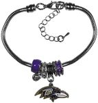 NFL Siskiyou Sports Womens Baltimore Ravens Euro Bead Bracelet One Size Team Color