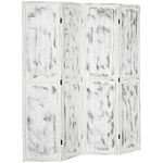 HOMCOM 5.6 Ft. Tall 4-Panel Room Divider, Rustic White Panel Freestanding Folding Privacy Screen Panels, Partition Wall Divider for Indoor Bedroom Office