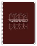 BookFactory Construction Daily Activity Log Book/Construction LogBook (100 Pages - 8.5" x 11") Burgundy Cover with Blocks, Wire-O (LOG-100-7CW-PP(ConstructionBlocks))