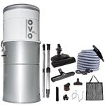 OVO Heavy Duty Powerful Central Vacuum System, Hybrid Filtration (with or Without Disposable Bags) 35L or 9.25Gal, 700 Airwatts with 30ft Carpet Deluxe Accessory Kit Included