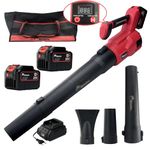 Enon Cordless Long Leaf Blower, 5.0AH, 20V, Brushless, 2 Batteries, 7 Accessories, 22500 Powerful RPM, Handheld with Variable-Speed for Gardening Works, Lawn Care, Dust Cleaning (XE-BL6503)