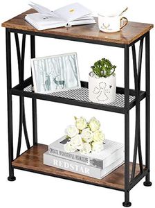 GIOPACO Narrow End Table,20" Long Side Table with 3 Tier Storage Shelves, Small Hallway Table，Industrial Rustic Accent Skiny Slim Couch Beside Table for Small Spaces,Rustic Brown