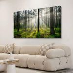 Green Forest Wall Art for Living Room Bedroom Office Large Landscape Sunrise Grass Nature Canvas Wall Art Kitchen Pictures Modern Tree of Life Wall Decor Paintings Artwork 20 * 40inch