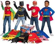 Rubie's DC Comics Child's Dress-Up Trunk, 21-Piece Super Hero Set with Superman, The Flash, Batman, and Robin; Includes Capes, Costume Tops, Masks, and Accessories