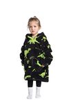 Pterygoid Kids Oversized Blanket Hoodie, Hooded Blanket Kids for Girls Boys, Hoodie Blanket with Pocket for Children Toddler Aged 3-6,Dinosaur 2