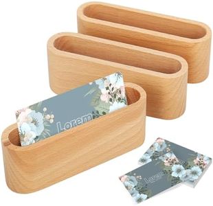 Lot de 3 Porte Carte de Visite Bureau Bois, Support Carte de Visite en Bois Massif, Porte-cartes de Visite en Bois Créatif, Présentoir de Carte de Visite, Porte Cartes de Visite en Bois pour Bureau
