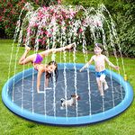 Splash Pad Sprinkler Mat, BOIROS Non-slip Water Sprinkler Pad for Kids & Dogs, 68 Inches Splash Mat Scratch-Proof, Garden Water Toys for Backyard Play Mat for Girls Boys Family Activities