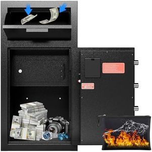 Cash Safe With Drop Slot 4.0 CUB Drop Safe for Business Money Depository Safes Box With Internal Keyed Locking Compartment Anti-Fishing Digital Combination for Home Hotel Restaurant Liquor Store