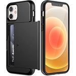 JETech Wallet Case for iPhone 12/12 Pro 6.1-Inch with Card Holder, Dual Layer Shockproof Protective Phone Cover, Sliding Hidden Slot (Black)