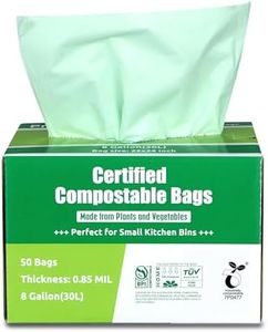 Primode 100% Compostable Bags, 8 Gallon (30L) Food Scraps Yard Waste Bags, Extra Thick 0.85 Mil. ASTMD6400 Biodegradable Compost Bags Small Kitchen Trash Bags, 50 Count Certified by BPI and TUV EU