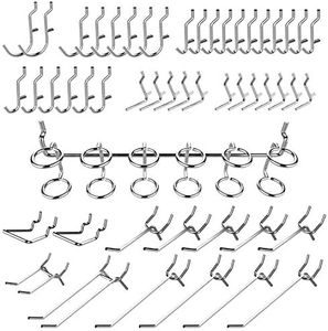 Hiltex 53106 Pegboard Hook Assortment Set, 50 Piece Heavy Duty, Pegboard Hooks for Tools, Garage & Workshops Hooks and Holders, Accessories for Craft Room, Wall Storage Shelving Peg Hooks