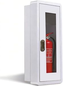 Semi-Recessed Fire Extinguisher Cabinet 10LB - 27.5" x 11.8" White Steel (Fits 26.4" x 10.6" Wall Opening) - ADA Compliant, Shatterproof View Panel, Keyless Finger-Pull Access