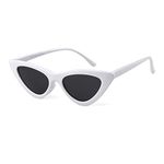 GIFIORE Cat Eye Sunglasses for Women Vintage Retro Small Cateye Frame Sun Glasses (White Frame Grey Lens)